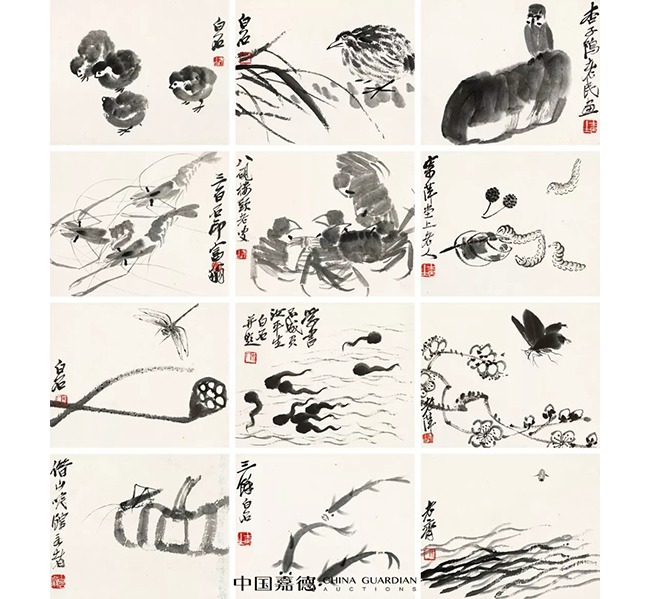 中國(guó)嘉德2019春拍精品導(dǎo)覽 | 寶姬存玩——齊白石致胡寶珠墨筆花鳥冊(cè)